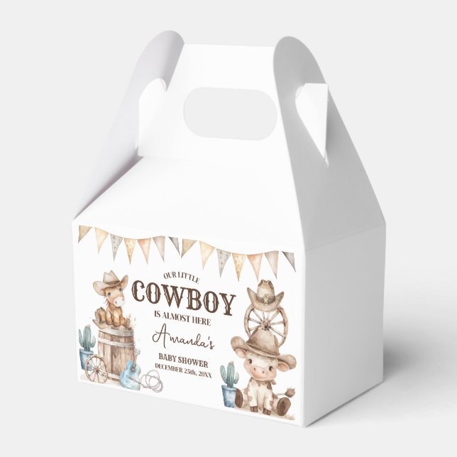 Caja Para Regalos Nuestro pequeño Cowboy Wild West Baby Shower (Front Side)