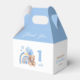 Caja Para Regalos Nuestro pequeño oso cumpleaños con globo arcoiris