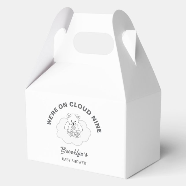 Caja Para Regalos Nueve Sexo Neutral Baby Shower Teddy Bear (Anverso)