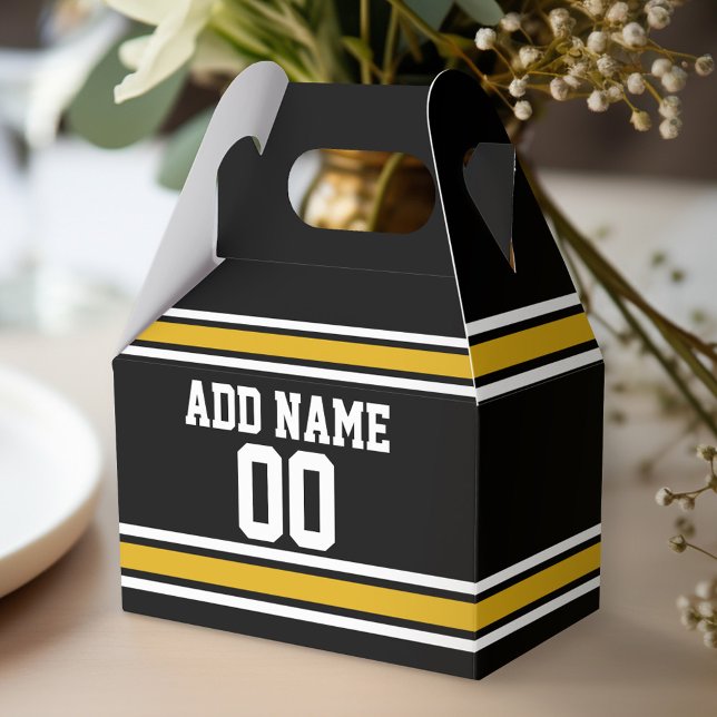 Caja Para Regalos Número de nombre personalizado de Jersey de Black  (Personalized favor box - birthday party)