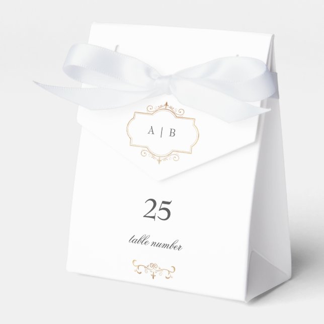 Caja Para Regalos número de tabla de boda de escudo de oro clásico (Front Side)