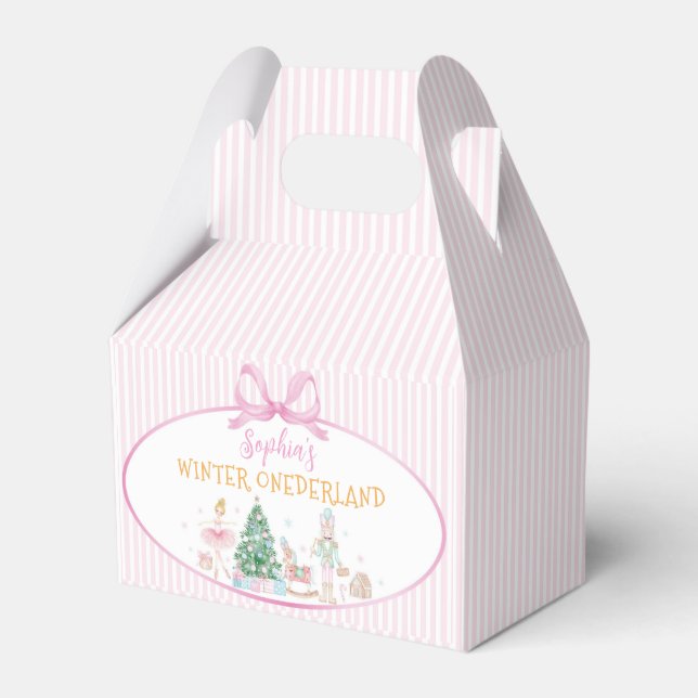 Caja Para Regalos Nutcracker Winter Onederland Pink Bow Birthday (Front Side)