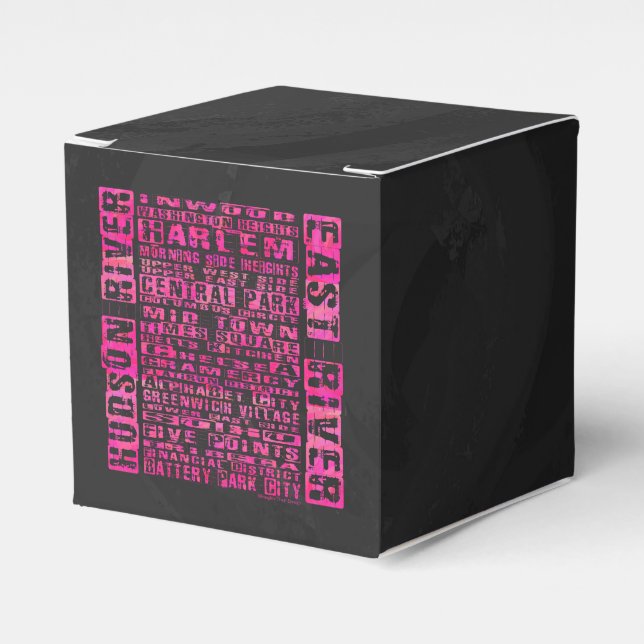 Caja Para Regalos NYC Vecindarios Hot Pink (Costado Anverso)