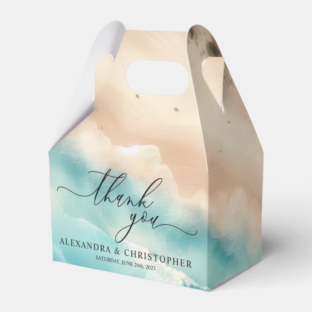 Caja Para Regalos Ocean Beach Summer Fiesta Caligrafía Gracias (Front Side)