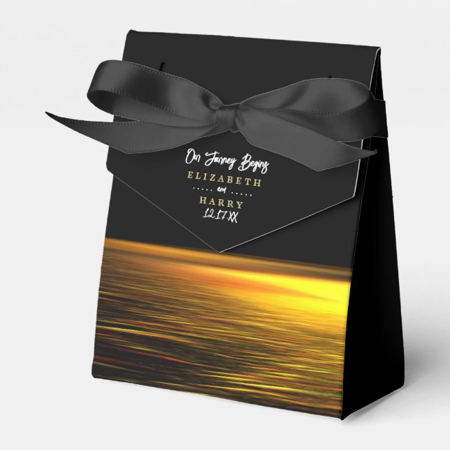 Caja Para Regalos Océano dorado, elegante boda playera (Front Side)