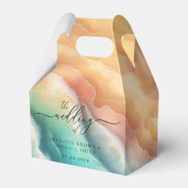 Caja Para Regalos Océano Verde Rosa Playa Azul Acuarela Verano Sol