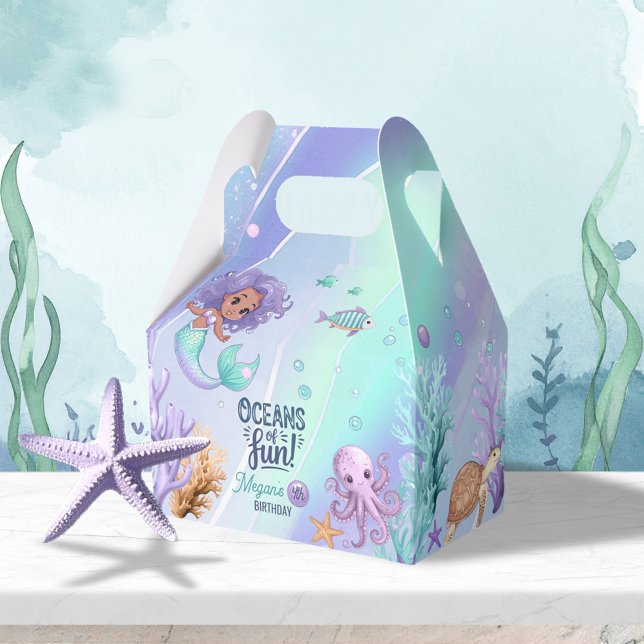 Caja Para Regalos Océanos de la sirena divertida cumpleaños V2 ID114 (Subido por el creador)