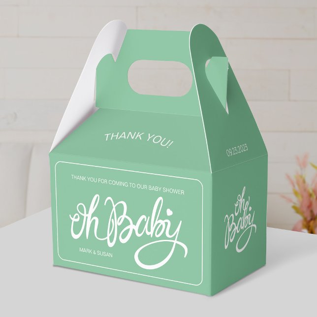 Caja Para Regalos Oh baby - Baby Shower Gable Box - Verde (Subido por el creador)