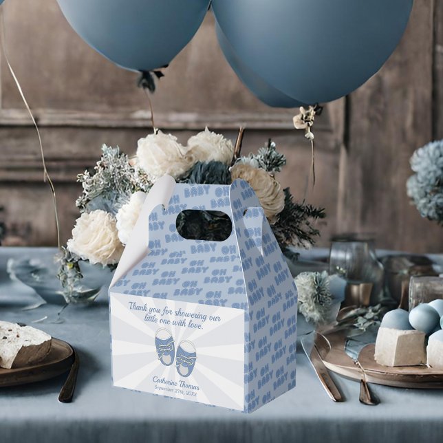 Caja Para Regalos Oh, bebé | Baby Shoes Dusty Blue Boy Baby Shower (Subido por el creador)