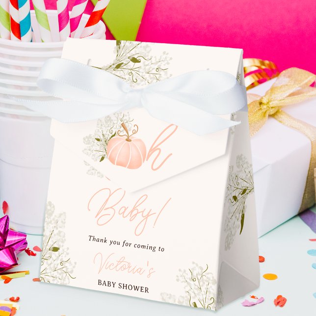 Caja Para Regalos Oh bebé calabaza rosa moda floral bebé ducha (Oh Baby pink pumpkin floral chic baby shower Favor Box)