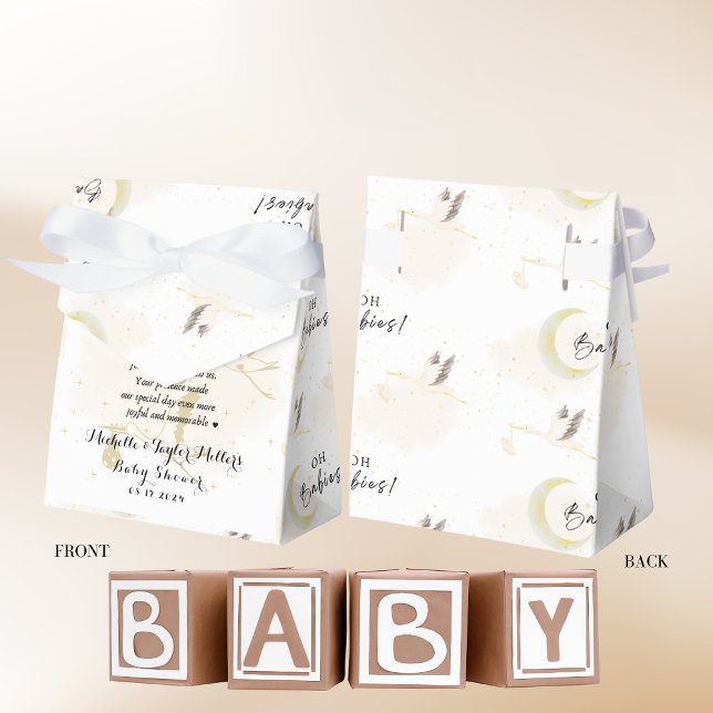 Caja Para Regalos ¡Oh bebés! Cigüeñas gemelas neutrales (Subido por el creador)