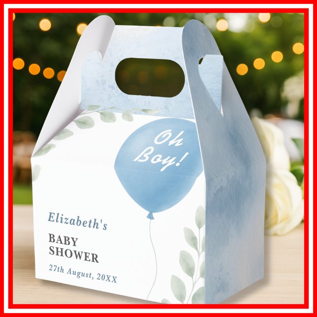 Caja Para Regalos Oh Boy Blue Balloon Eucalyptus Baby Shower Favor B (Subido por el creador)