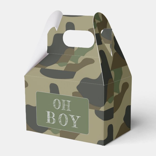 Caja Para Regalos Oh Boy Green Camo Baby Shower (Front Side)