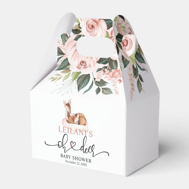 Caja Para Regalos Oh Deer Baby Shower Pink Floral (Front Side)