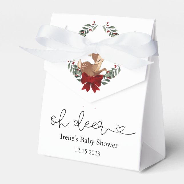 Caja Para Regalos Oh Deer Winter Greenery Baby Shower (Front Side)