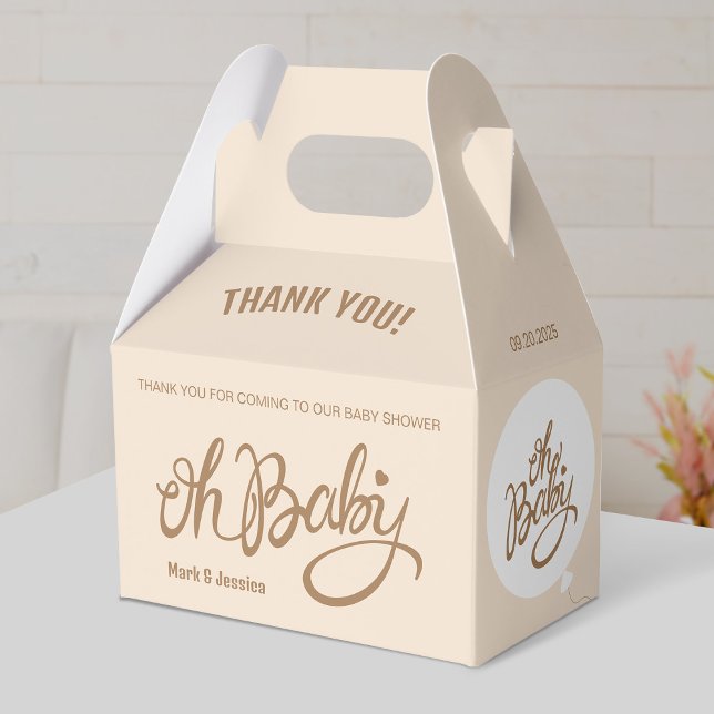 Caja Para Regalos Oh nena - Baby Shower Gable Box (Beige) (Subido por el creador)