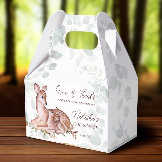 Caja Para Regalos Oh venado de madera de bebé ducha (Oh deer woodlands baby shower favor box cute deer and a foal baby shower favors personalized box)