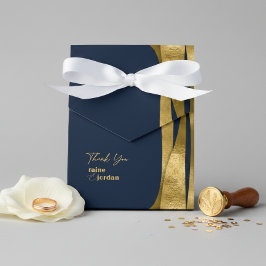 Caja Para Regalos Olas Esculturales Boda Oro Azul Marino ID1312