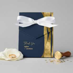 Caja Para Regalos Olas Esculturales Boda Oro Azul Marino ID1312
