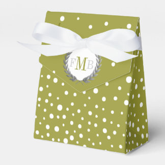 Caja Para Regalos Olive green, white polka dot pattern wedding fav
