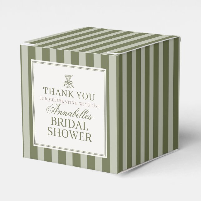 Caja Para Regalos Olive Martini Old Money Striped Bridal Shower (Costado Anverso)