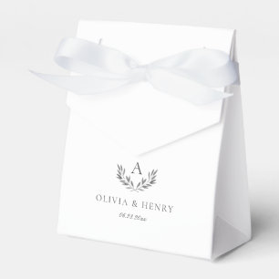 Caja Para Regalos Olivia Elegant Gray Monograma Pequeño Boda
