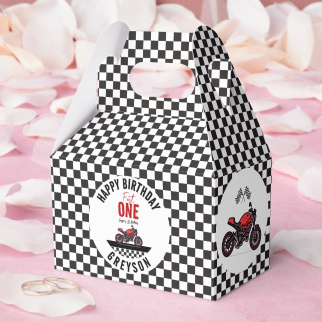 Caja Para Regalos One Fast Race Motorcycle Boy 1st Birthday Party (Boda)