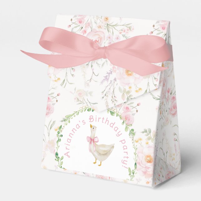 Caja Para Regalos One Silly Goose Blush pink Bow Girl 1st Birthday  (Front Side)