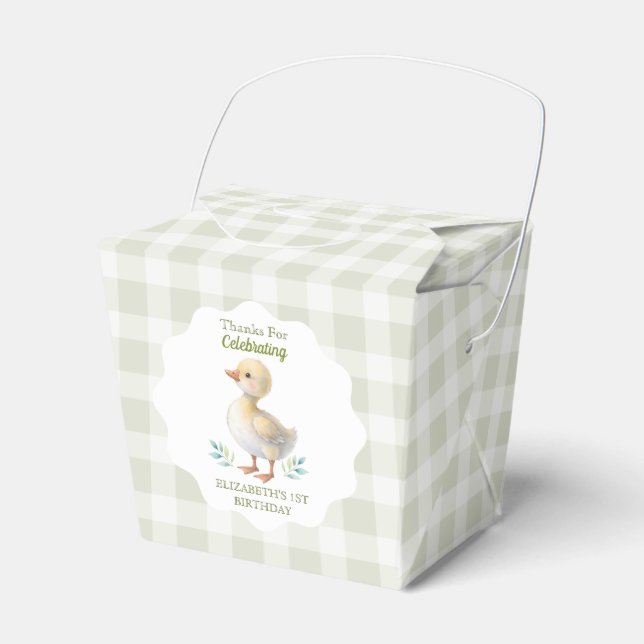 Caja Para Regalos One Silly Goose Green Gingham Baby First Birthday (Front Side)