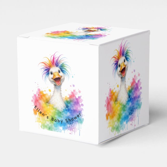 Caja Para Regalos One Silly Goose Rainbow Baby Shower  (Costado Anverso)