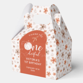 CAJA PARA REGALOS ORANGE BOW & ARCH FALL PUMPKIN FLOWERS BIRTHDAY
