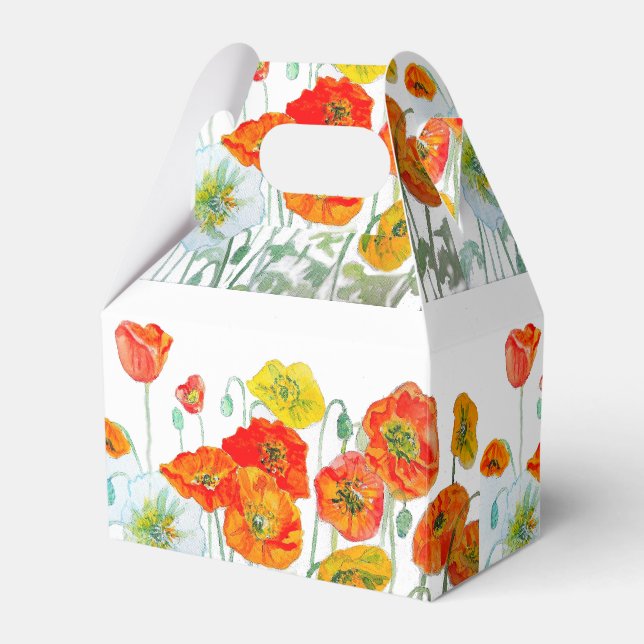 Caja Para Regalos Orange Poppy Wedding Cake Favour Box Floral Flower (Front Side)