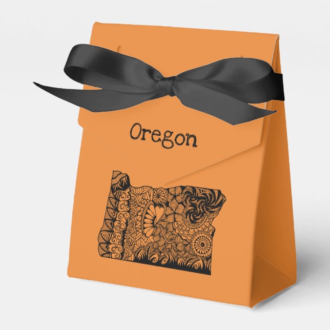 Caja Para Regalos Oregon Naranja Tent Style Favor Box (Front Side)