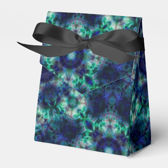 Caja Para Regalos Ornamento azul verde (Front Side)