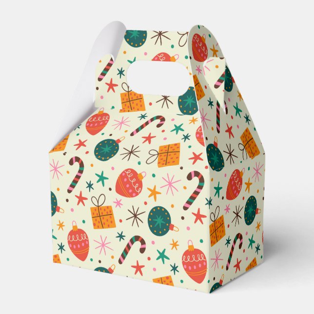 Caja Para Regalos Ornamento y patrón de regalo de Navidad retro (Front Side)