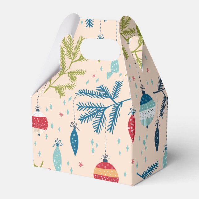 Caja Para Regalos Ornamentos navideños antiguos colgados en árboles (Front Side)