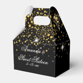 Caja Para Regalos Oro, Brillo Falso, Elegante, Dulces Dieciséis
