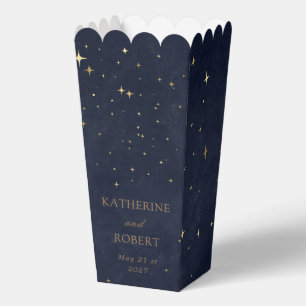 Caja Para Regalos Oro Celestial Luna Estrellas Monograma Boda