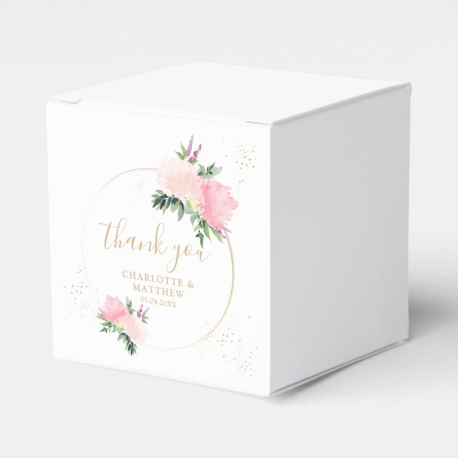Caja Para Regalos Oro Floral Romántico Gracias Boda (Costado Anverso)