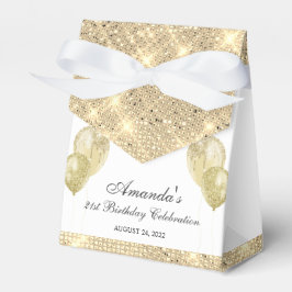 Caja Para Regalos Oro Glam y Blanco Personalizable