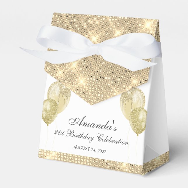 Caja Para Regalos Oro Glam y Blanco Personalizable (Front Side)