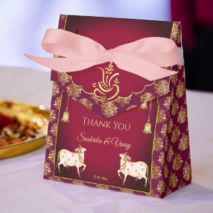 Caja Para Regalos Oro marrón Ganesha Gomata favores de boda indios