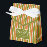 Caja Para Regalos Oro, Naranja, saludo de vacaciones de rayas verdes<br><div class="desc">Caja de oro,  naranja,  de rayas verdes de oliva con corbata de cinta y un sencillo saludo de vacaciones. Perfecto para todos los temas de decoración de regalo; sencillo/minimalista a máximo según los adornos adicionales.</div>