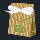 Caja Para Regalos Oro, Naranja, saludo de vacaciones de rayas verdes<br><div class="desc">Caja de oro,  naranja,  de rayas verdes de oliva con corbata de cinta y un sencillo saludo de vacaciones. Perfecto para todos los temas de decoración de regalo; sencillo/minimalista a máximo según los adornos adicionales.</div>
