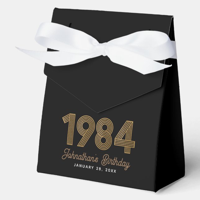 Caja Para Regalos Oro Negro Cumpleaños 40 1984 (Anverso)