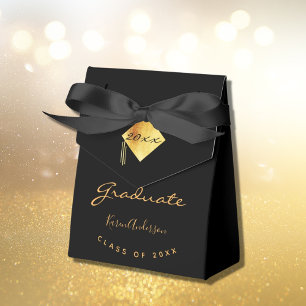 Caja Para Regalos Oro negro de graduación de la fiesta de graduación