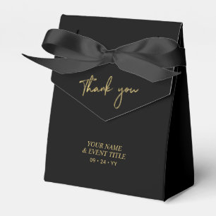 Caja Para Regalos Oro & Negro   Favor de agradecimiento de fiesta co