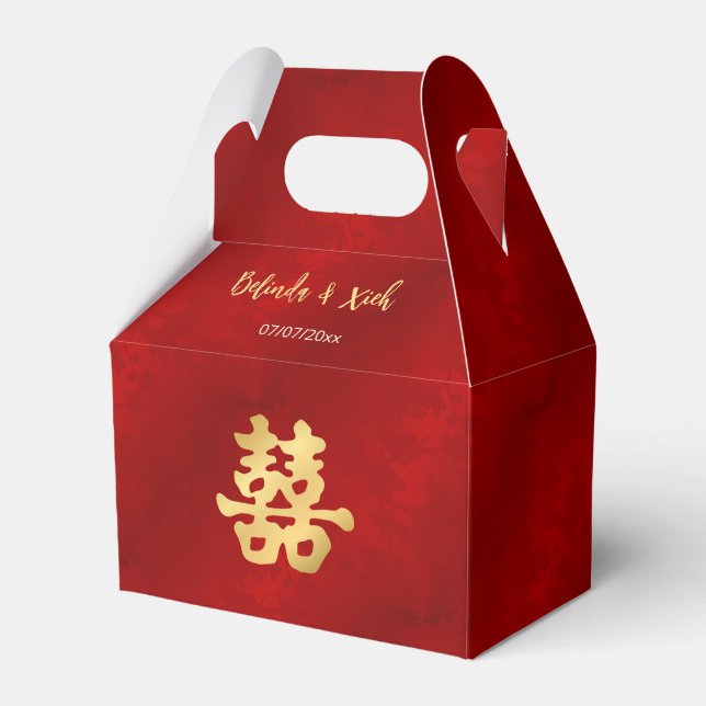 Caja Para Regalos Oro Rojo | Boda China  (Front Side)