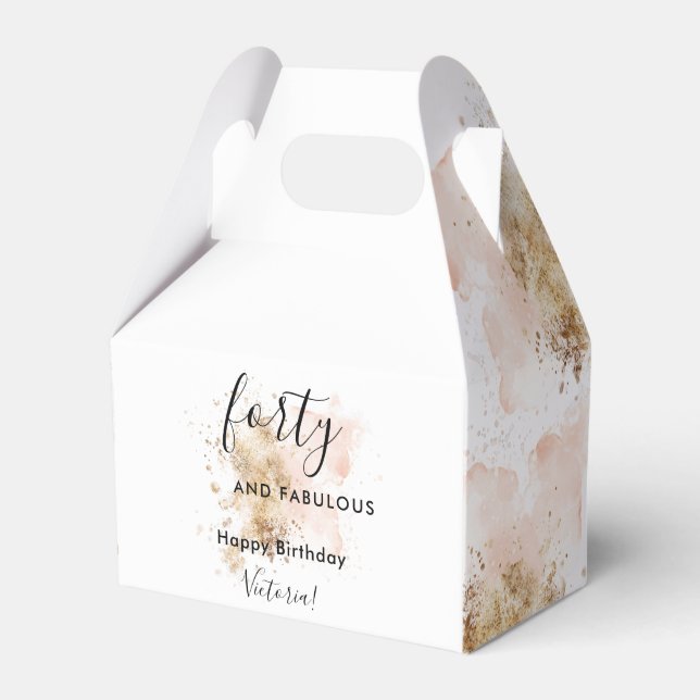Caja Para Regalos Oro Rosa Cuarenta Y Fabuloso Nombre 40 cumpleaños (Front Side)