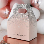 Caja Para Regalos Oro Rosa - Monograma Purpurina Rubor rosado platea<br><div class="desc">Oro Rosa - Purpurina de espuma metálica de Relieve metalizado Rubor rosa y plateado Faux Cepa de Favor de Monograma Metalizado. Esto hace que el dulce perfecto cumpleaños 16, boda, ducha de novia, aniversario, ducha de bebé o fiesta de soltera sea regalo para alguien que ama el lujo glam y...</div>